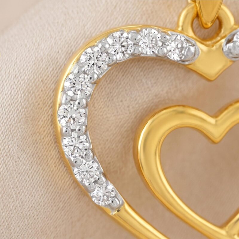 Alternative view of Celebrate Love with an 18K Yellow Gold Heart Diamond Necklace by Bafleh Jewellery