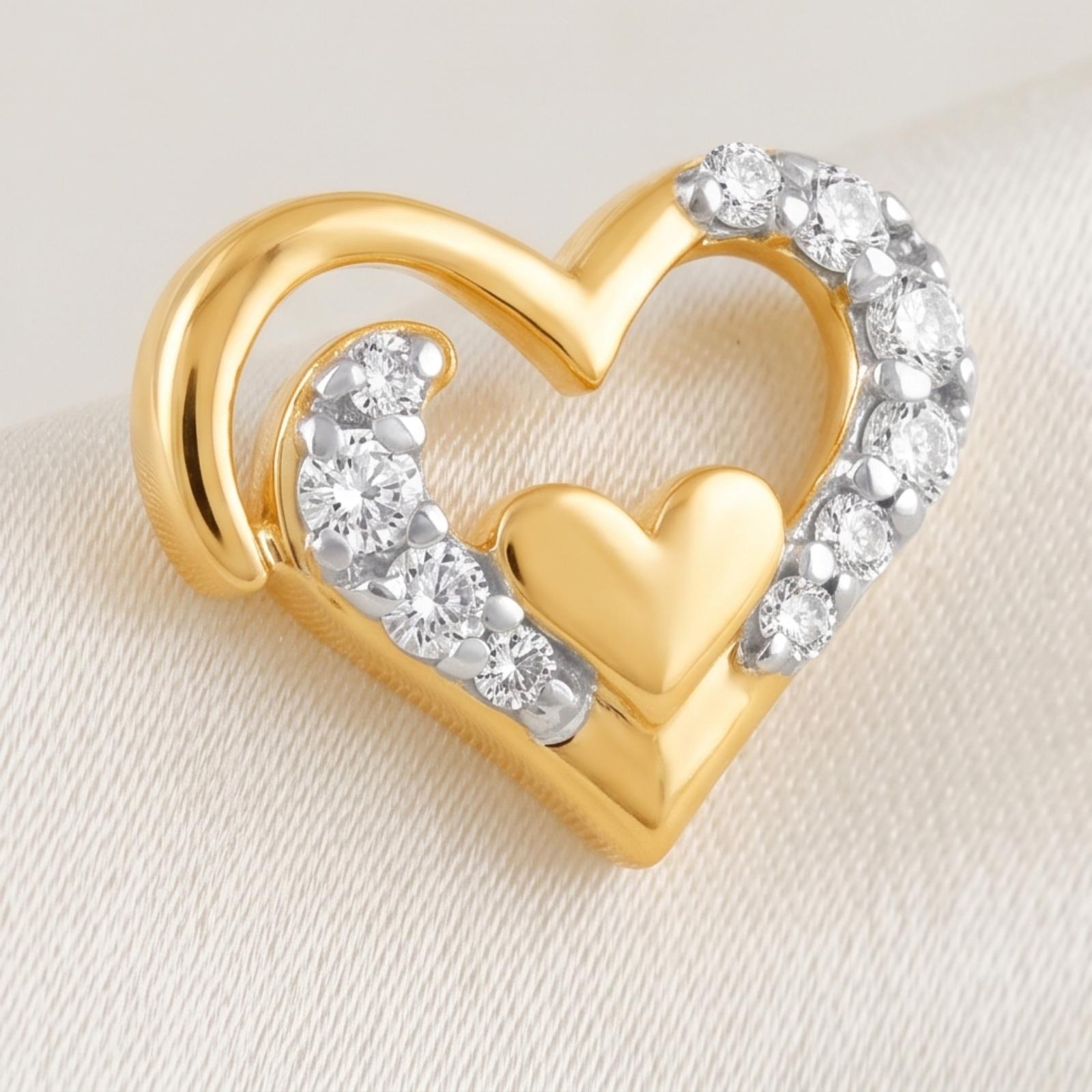 Heart Shape 18K Gold Diamond Necklace with Matching Earrings | Special Price by Bafleh Jewellery - Image 8
