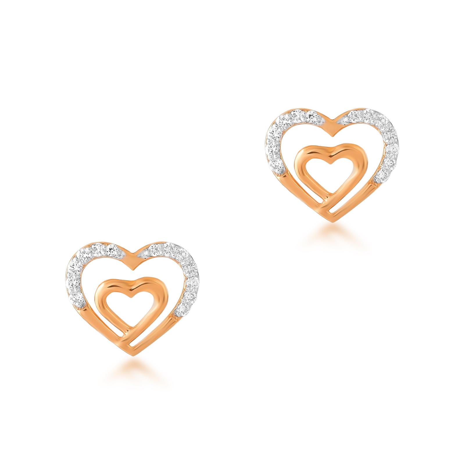 Luxury Heart Shape Earrings Featuring Natural Diamonds & Fine 18K Rose Gold - Image 3