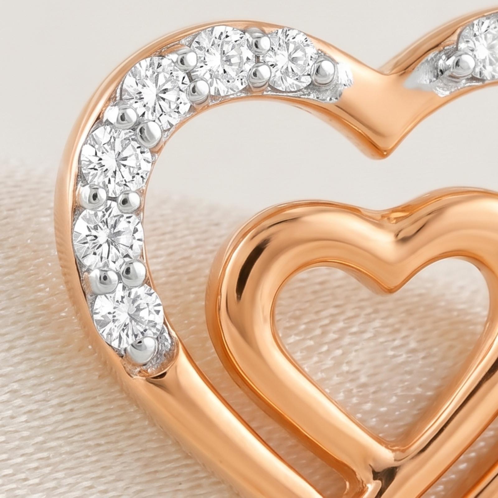 Luxury Heart Shape Earrings Featuring Natural Diamonds & Fine 18K Rose Gold - Image 2