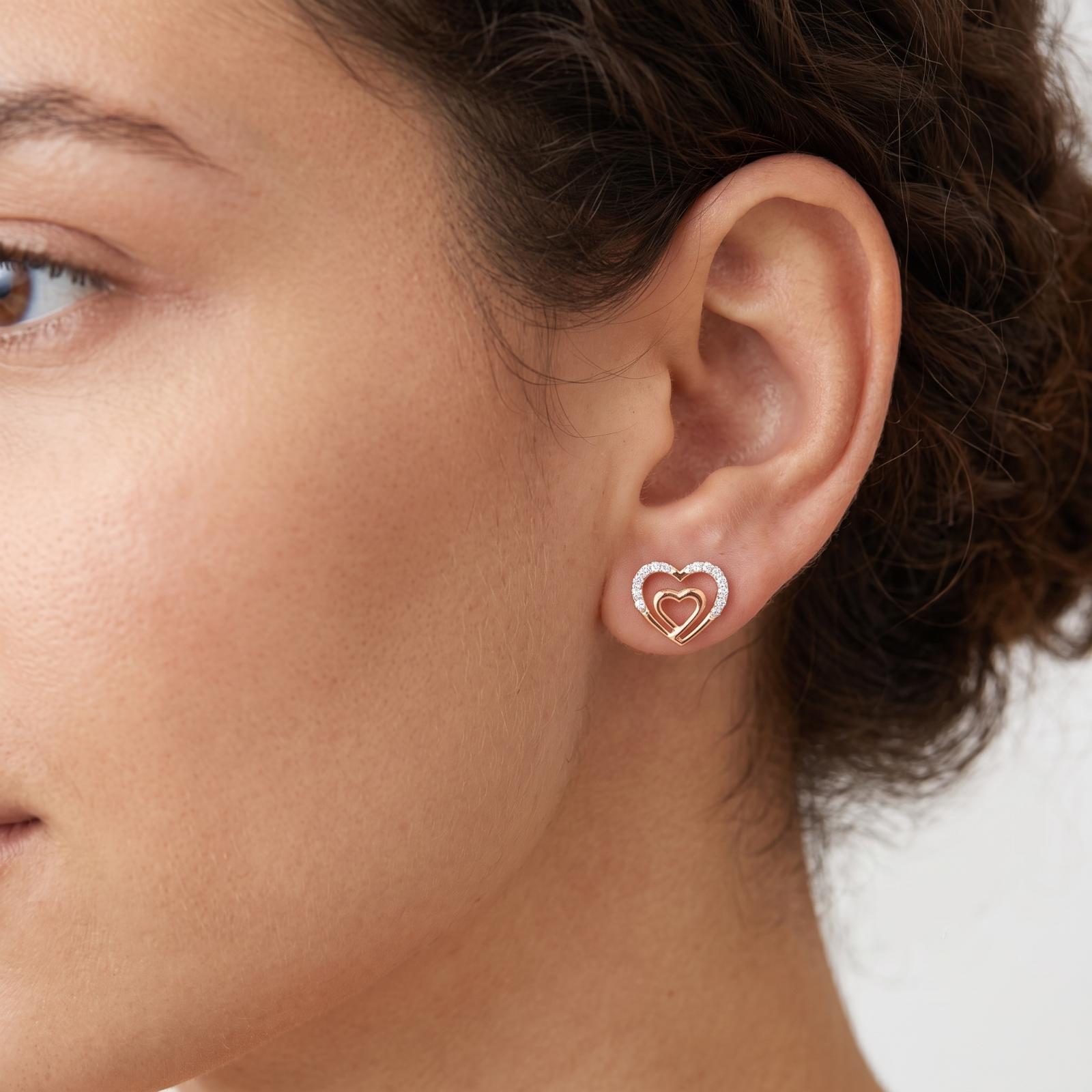 Luxury Heart Shape Earrings Featuring Natural Diamonds & Fine 18K Rose Gold - Image 5