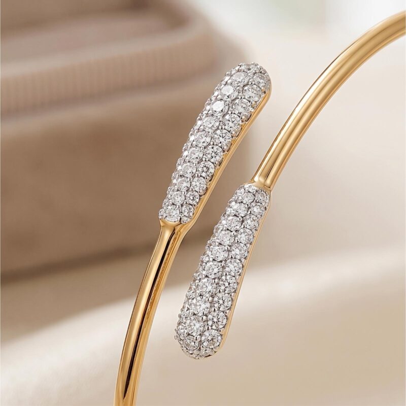 Alternative view of Designer Natural Diamond Bangle in 18K Gold Finish