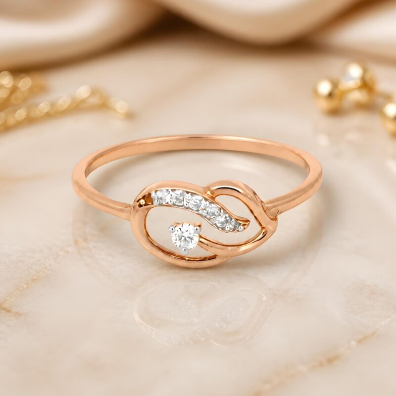 18K Rose Gold Natural Diamond Ring with IDT Certification