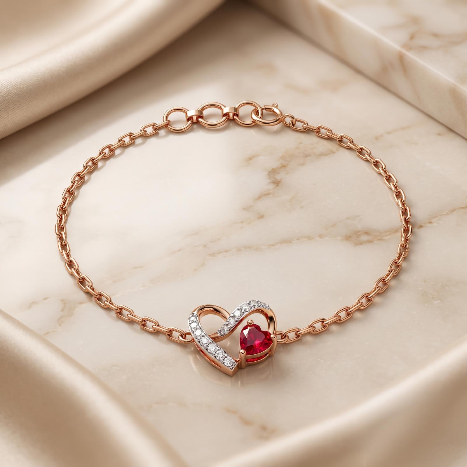 The Eternal Hearts: Diamond & Ruby Bracelet by Bafleh Jewellery - Image 5