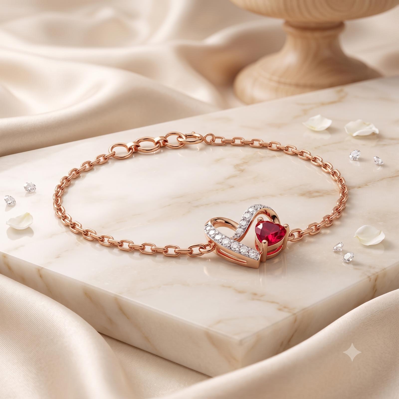 The Eternal Hearts: Diamond & Ruby Bracelet by Bafleh Jewellery - Image 4
