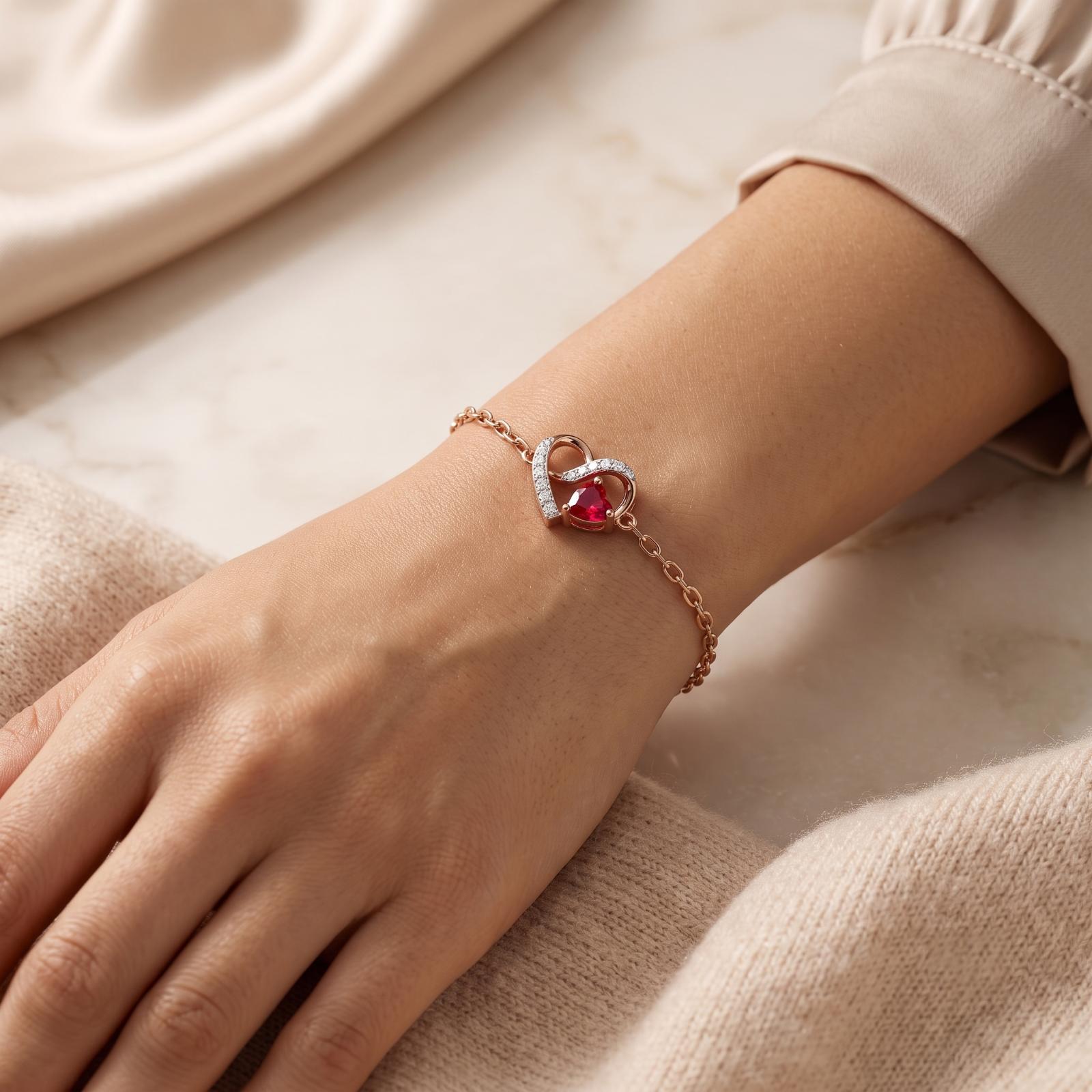 The Eternal Hearts: Diamond & Ruby Bracelet by Bafleh Jewellery - Image 3
