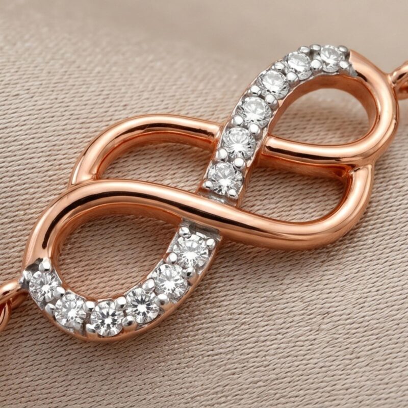 Alternative view of Modern 18K Rose Gold Natural Diamond Bracelet  Lightweight Daily Wear Design by Bafleh Jewellery