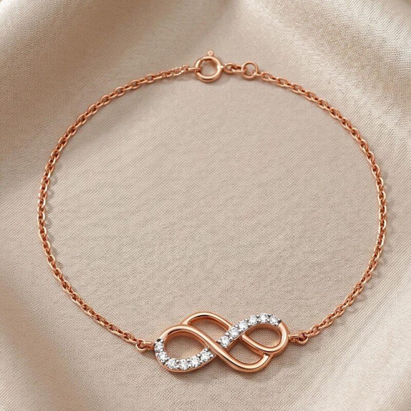 Modern 18K Rose Gold Natural Diamond Bracelet  Lightweight Daily Wear Design by Bafleh Jewellery