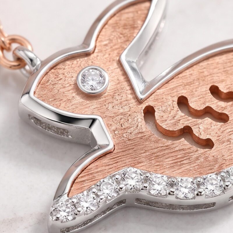 Alternative view of 18K Rose Gold Rabbit Shape Natural Diamond Necklace Bafleh Jewellery Exclusive