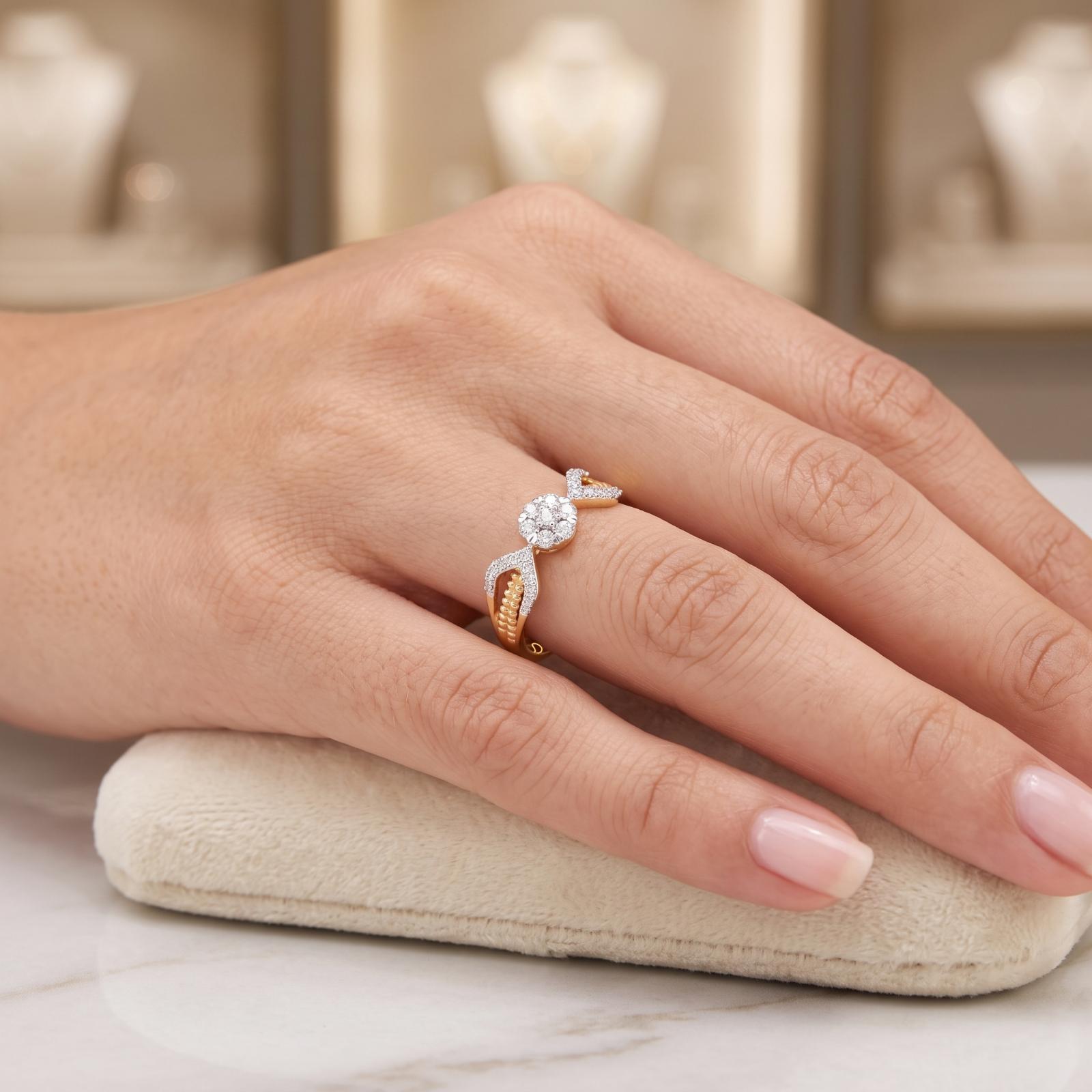 A Masterpiece of Elegance 18K Yellow Gold Natural Diamond Ring Crafted for Those Who Appreciate True Luxury | Bafleh Jewellery - Image 2