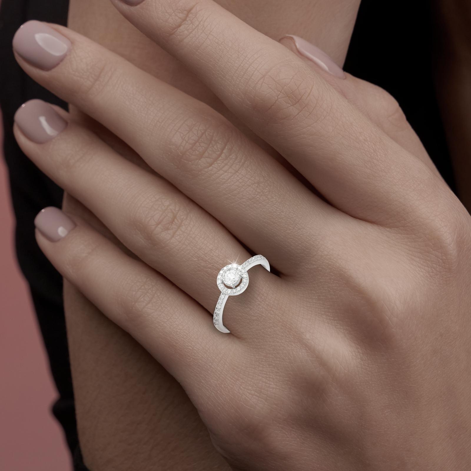 Where Love Meets Luxury: White Gold Diamond Engagement Ring with IDT Only at Bafleh - Image 3