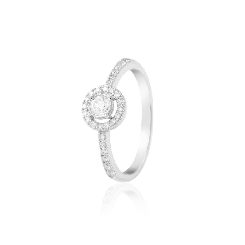 Where Love Meets Luxury: White Gold Diamond Engagement Ring with IDT Only at Bafleh