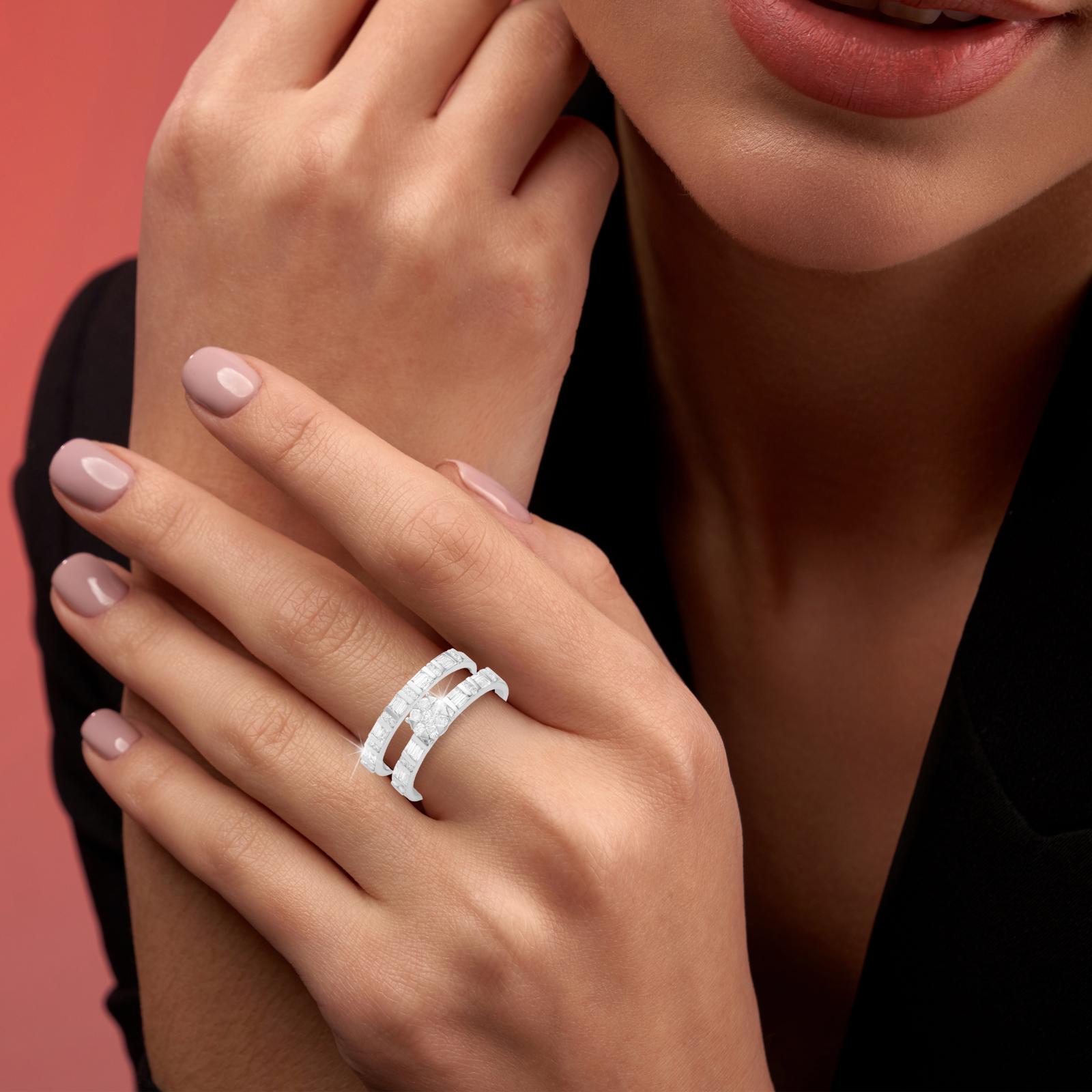White Gold Diamond Twin Engagement Rings with IDT Certificate ? Exclusively at Bafleh Jewellery - Image 5