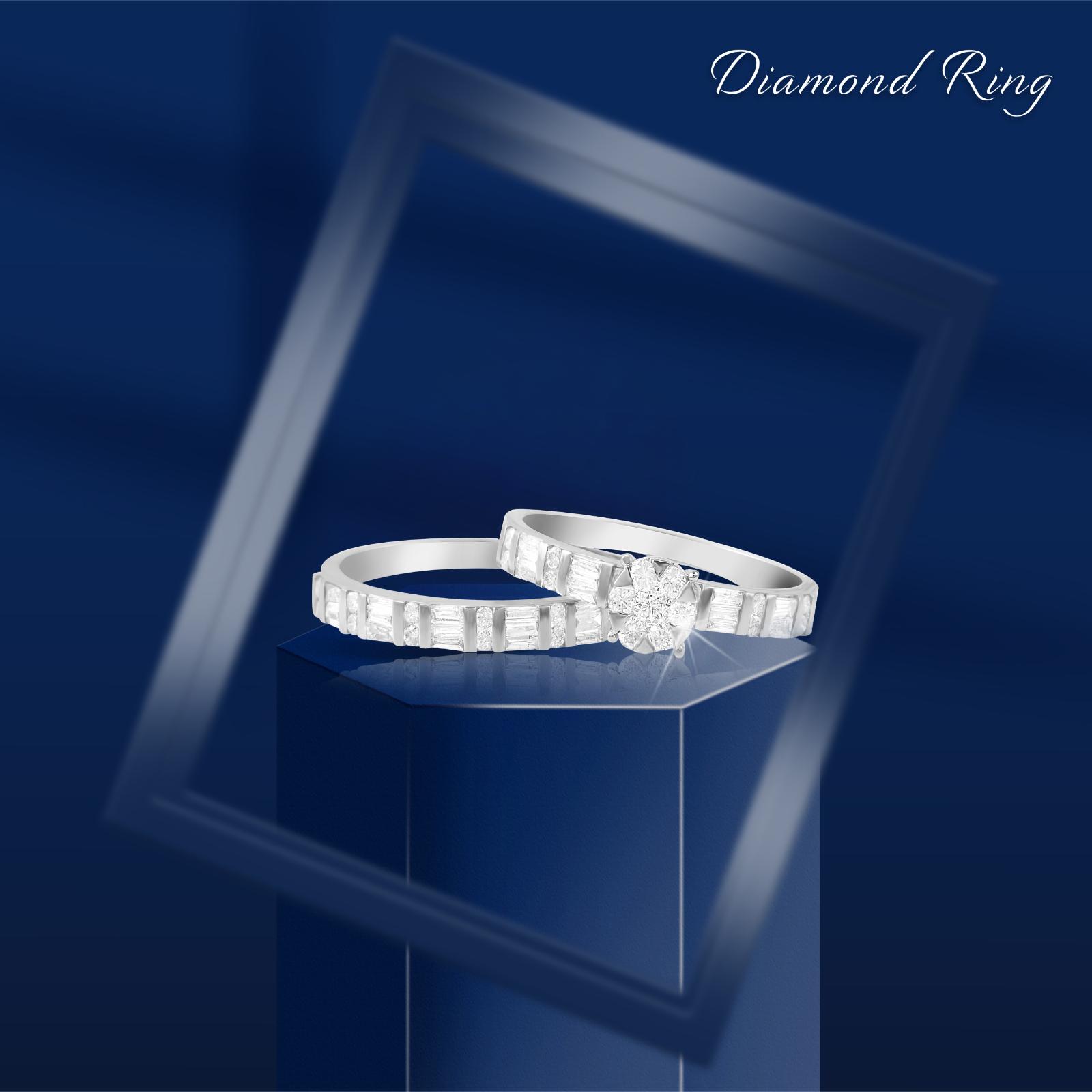 White Gold Diamond Twin Engagement Rings with IDT Certificate ? Exclusively at Bafleh Jewellery - Image 4