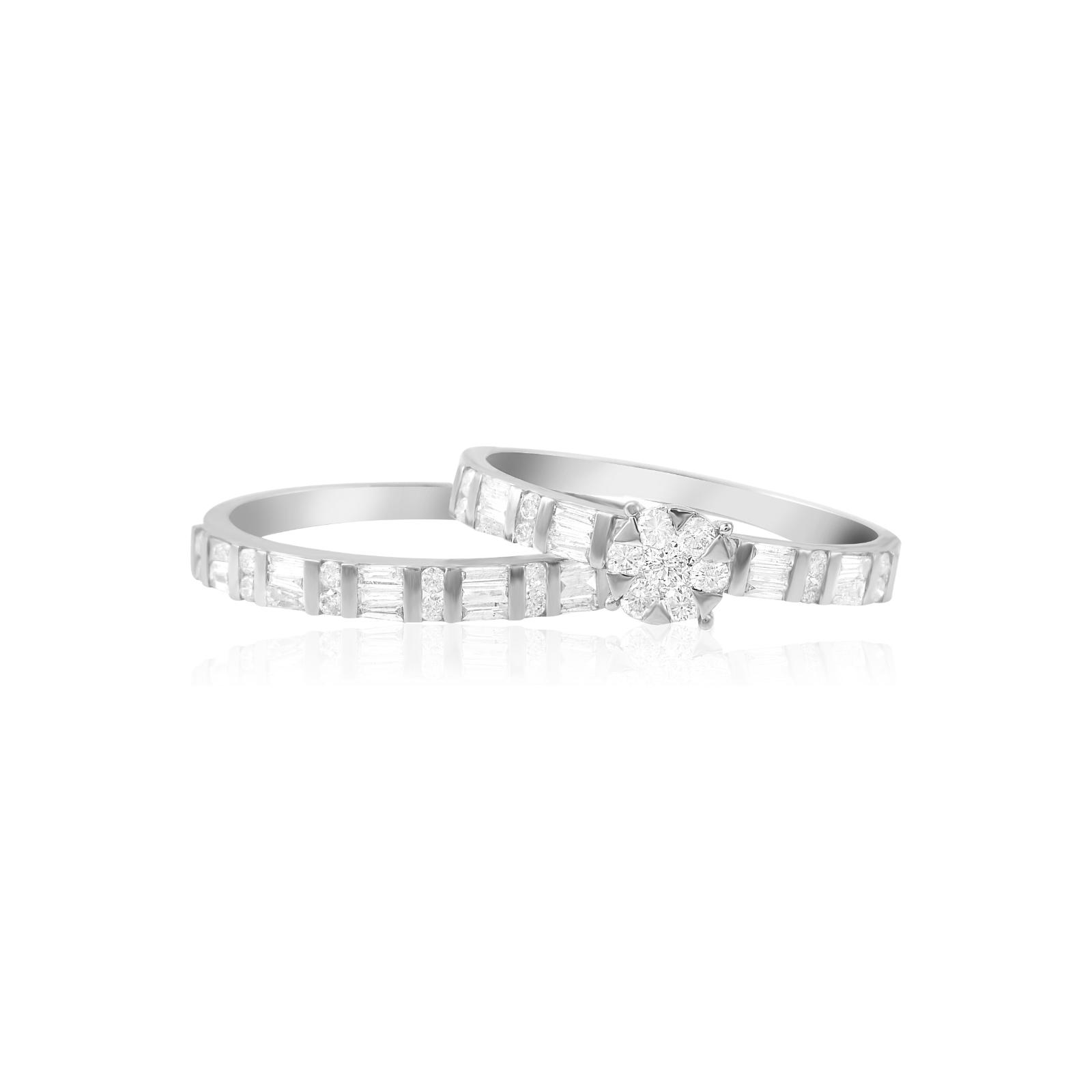 White Gold Diamond Twin Engagement Rings with IDT Certificate ? Exclusively at Bafleh Jewellery - Image 3