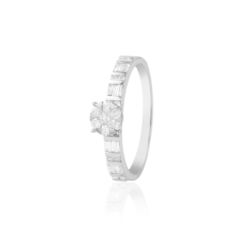 White Gold Diamond Twin Engagement Rings with IDT Certificate ? Exclusively at Bafleh Jewellery