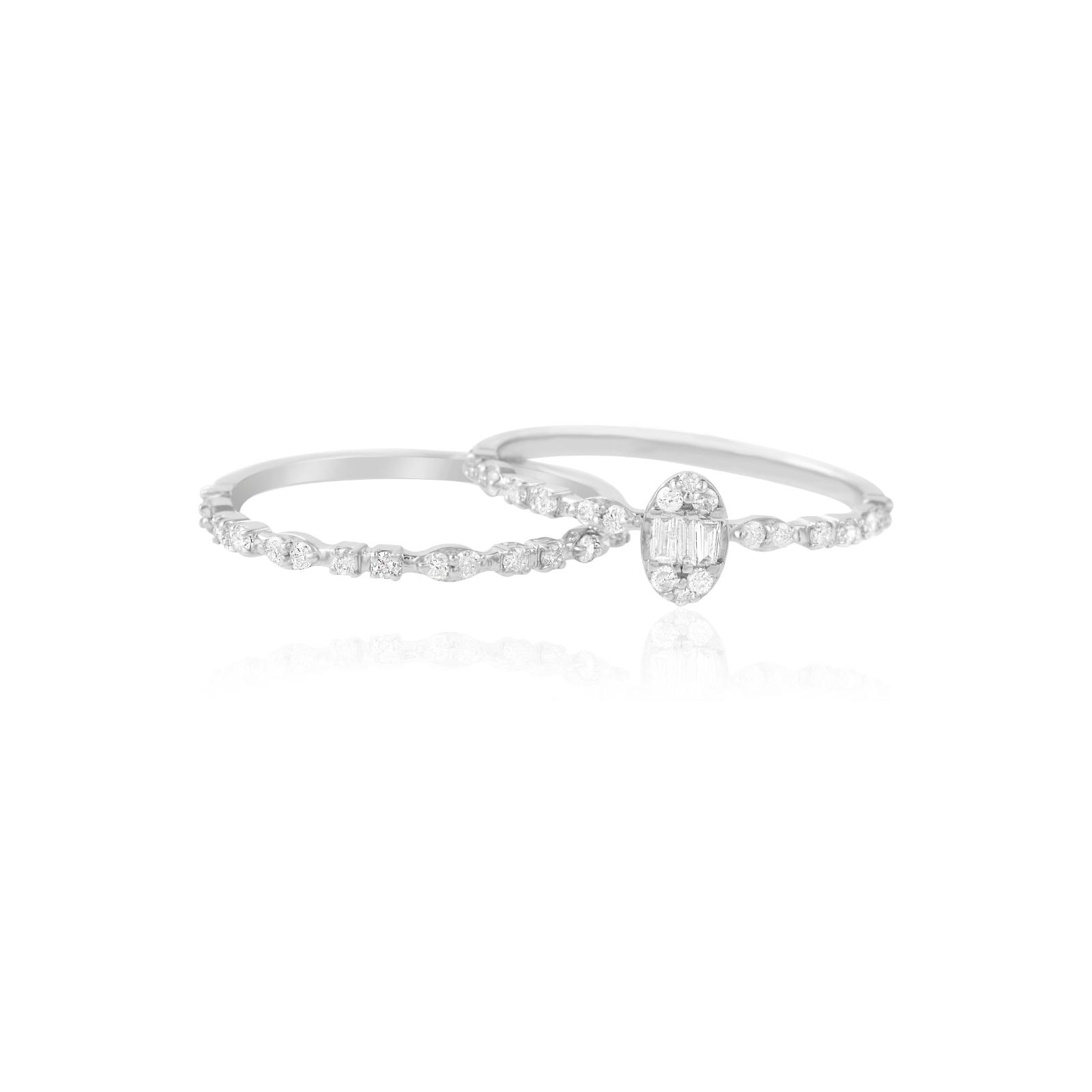 Shine Together: Twin Diamond White Gold Engagement Rings ? Available Only at Bafleh Jewellery