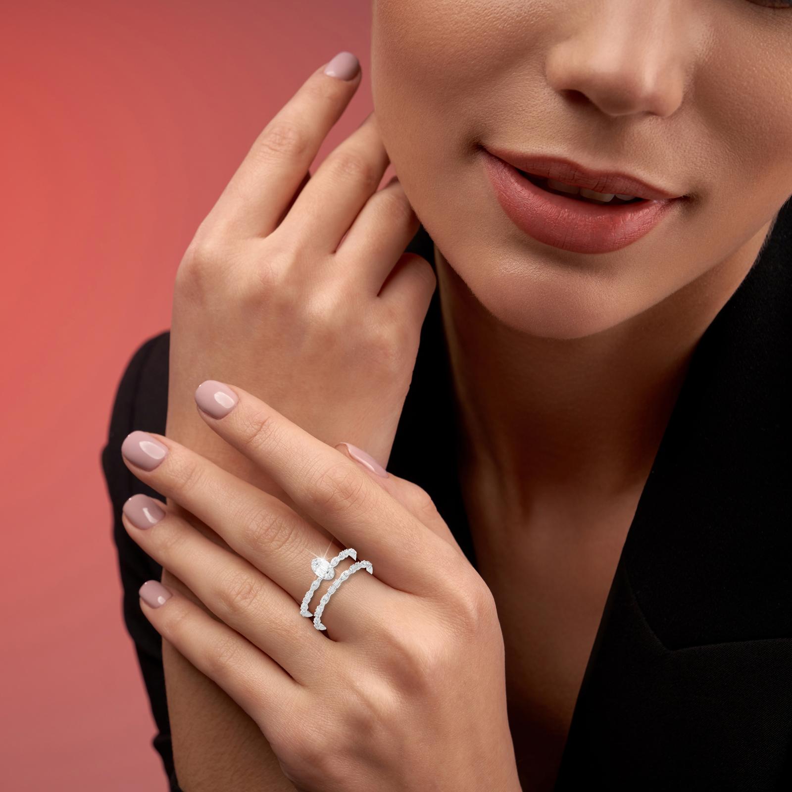 Shine Together: Twin Diamond White Gold Engagement Rings ? Available Only at Bafleh Jewellery - Image 4