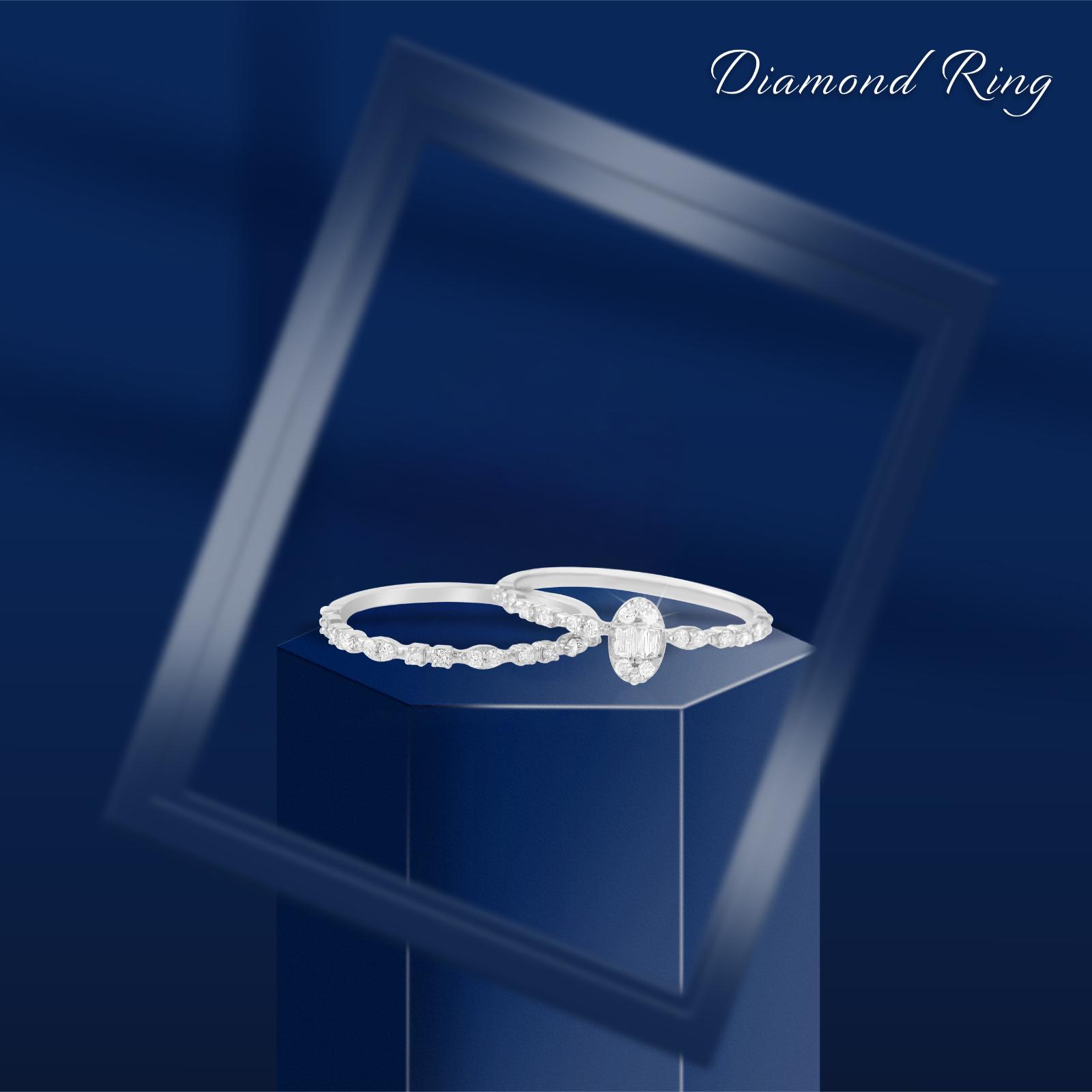 Shine Together: Twin Diamond White Gold Engagement Rings ? Available Only at Bafleh Jewellery - Image 3