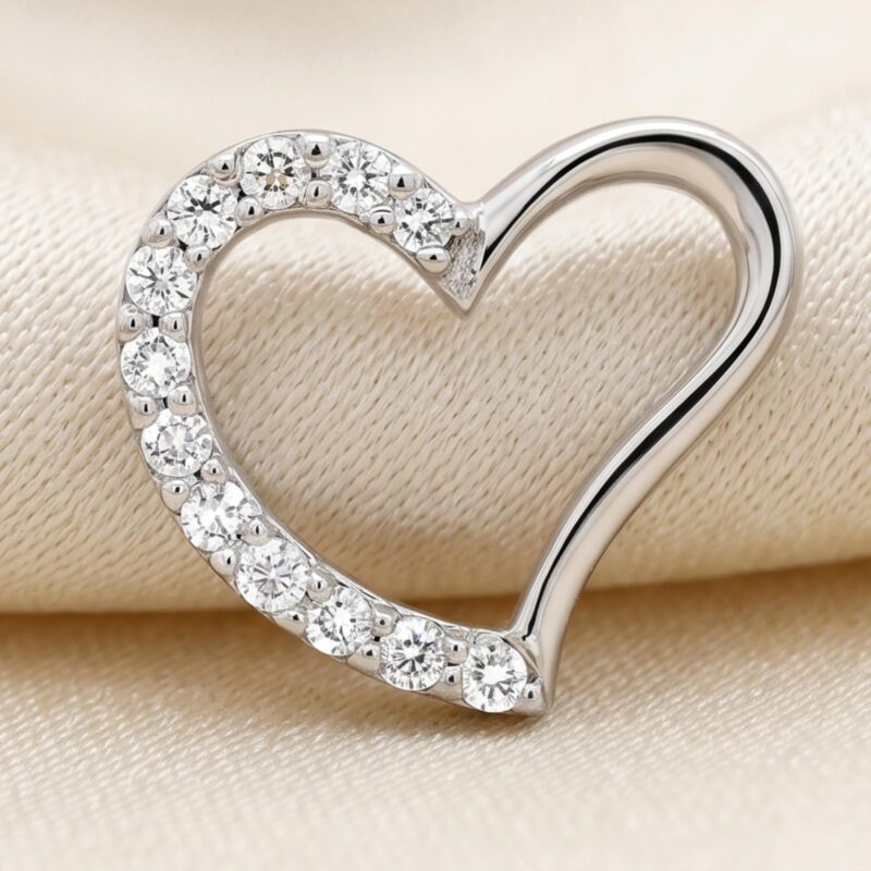 Alternative view of 18K White Gold Natural Diamond Heart Shape Stud Earrings Elegant Design with IDT Certificate | Bafleh Jewellery