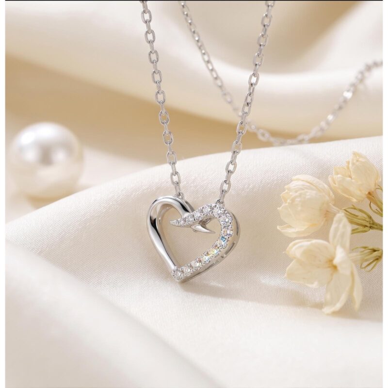 Heart Shaped 18K Gold Necklace with Natural Diamonds Timeless Elegance by Bafleh Jewellery