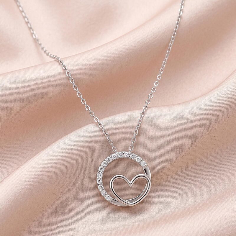 Exquisite Heart Shape White Gold Diamond Necklace A Signature Creation by Bafleh Jewellery