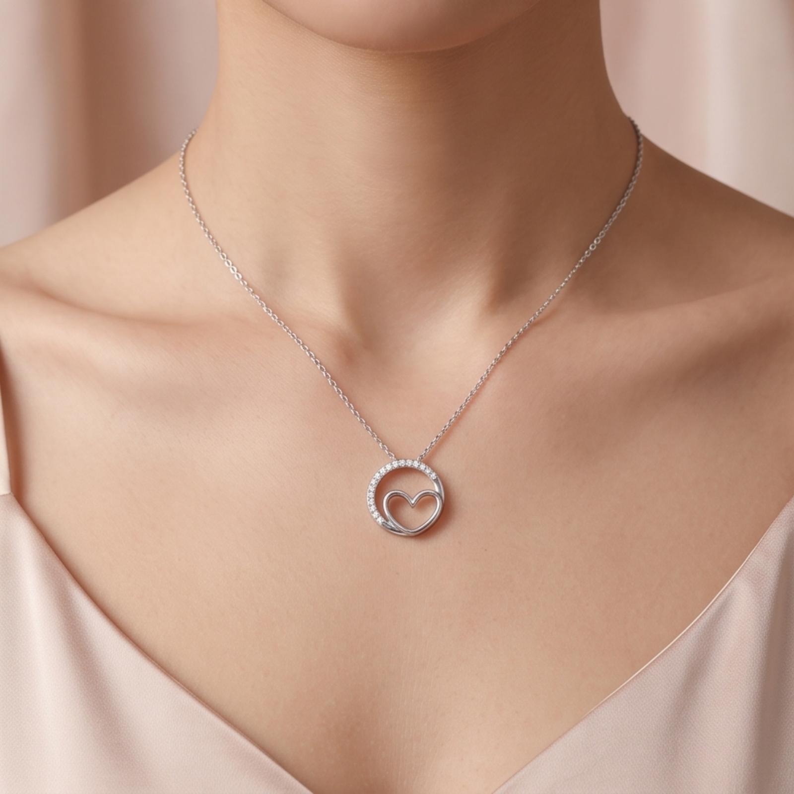 Exquisite Heart Shape White Gold Diamond Necklace A Signature Creation by Bafleh Jewellery - Image 5