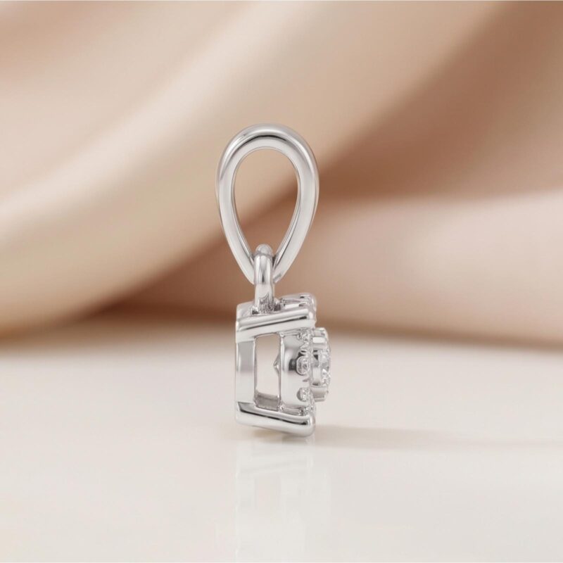 Alternative view of Timeless Solitaire Look Natural Diamond Pendant in 18K White Gold by Bafleh Jewellery