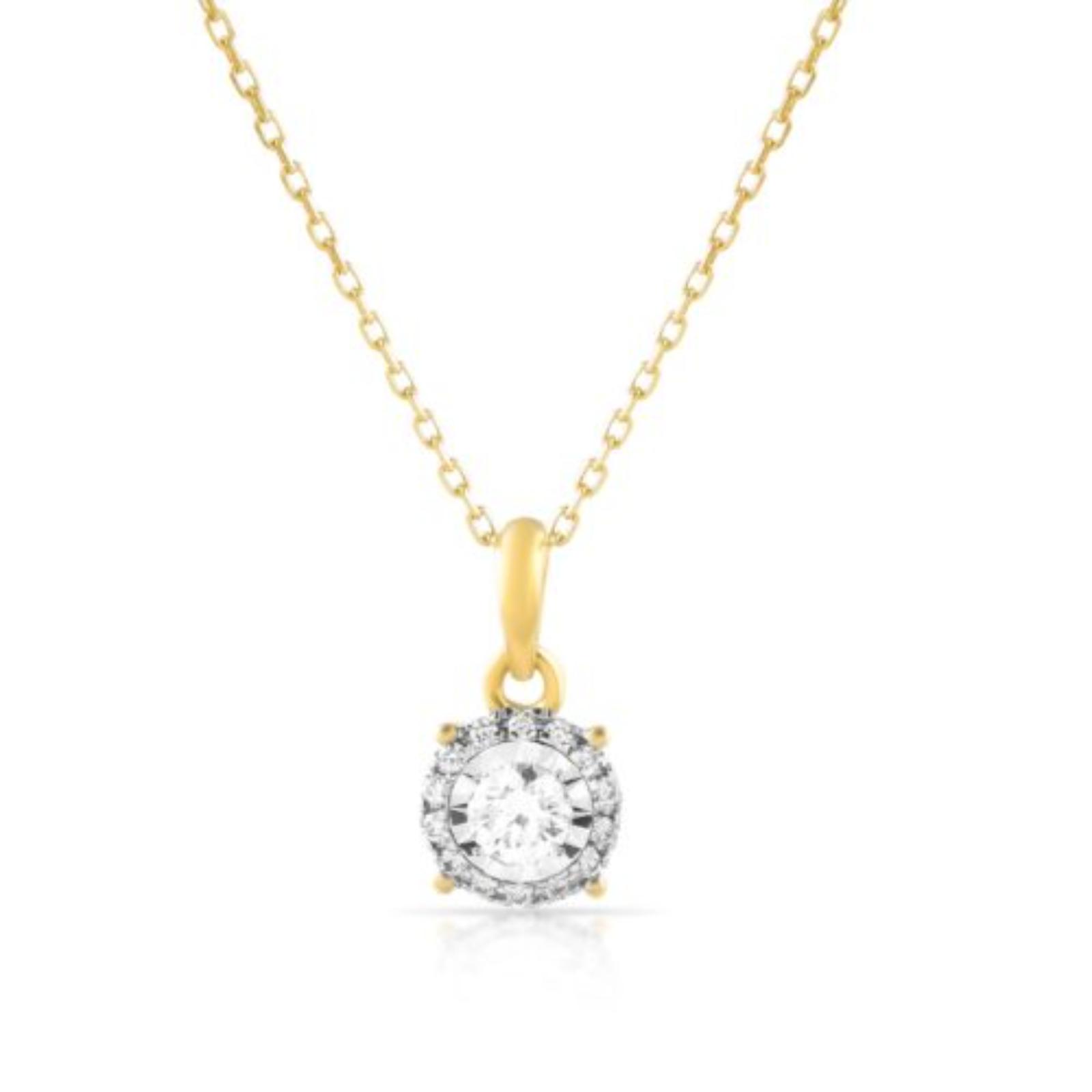 Elegance Redefined: Round Shape Natural Diamond Necklace in Yellow Gold - Image 4