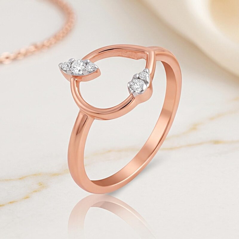Timeless 18K Rose Gold Natural Diamond Ring by Bafleh Jewellery