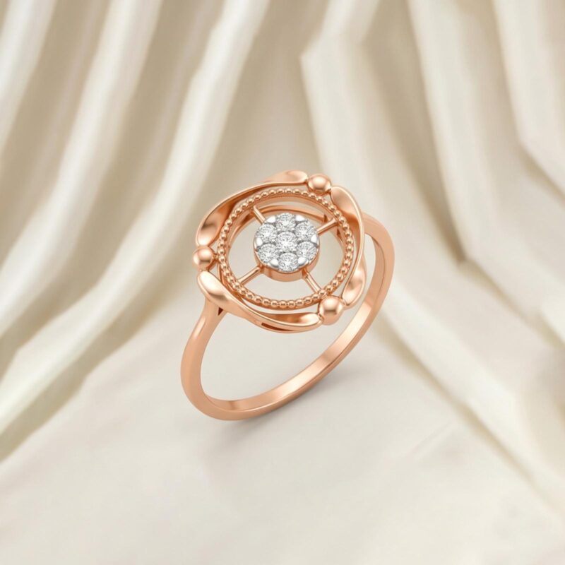 Elegant Floral-Inspired 18K Rose Gold Natural Diamond Ring Designed for Timeless Sophistication