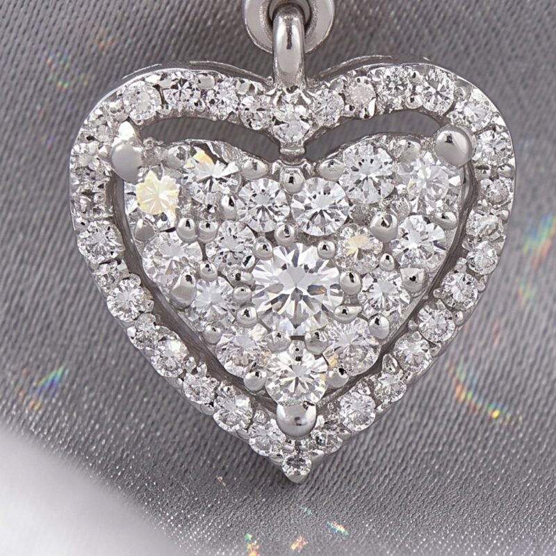 Alternative view of Fine Jewelry Heart Shape 18K Gold Earrings Studs in White Gold with Natural Diamonds| Bafleh Jewellery