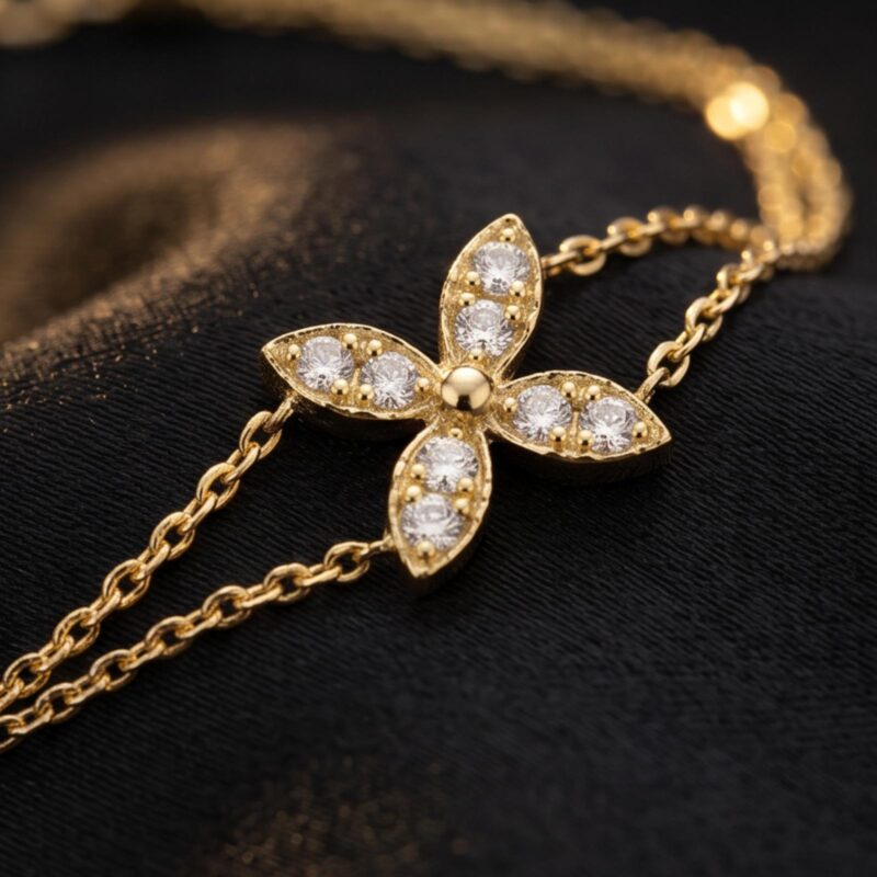 Alternative view of Bloom in Style: Yellow Gold Flower-Shaped Diamond Bracelet