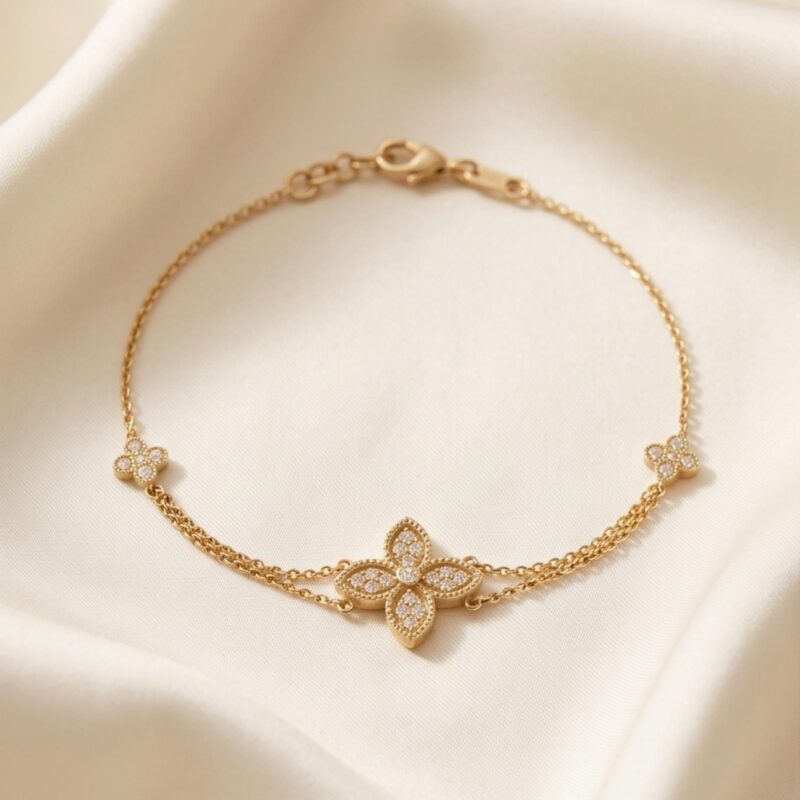 Luxury Redefined: Yellow Gold Flower-Shaped Diamond Bracelet