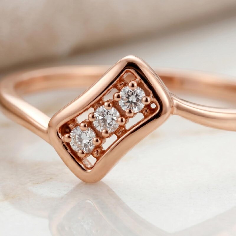 Alternative view of Minimalist Beauty: Light & Chic Rose Gold Diamond Rings for Every Day