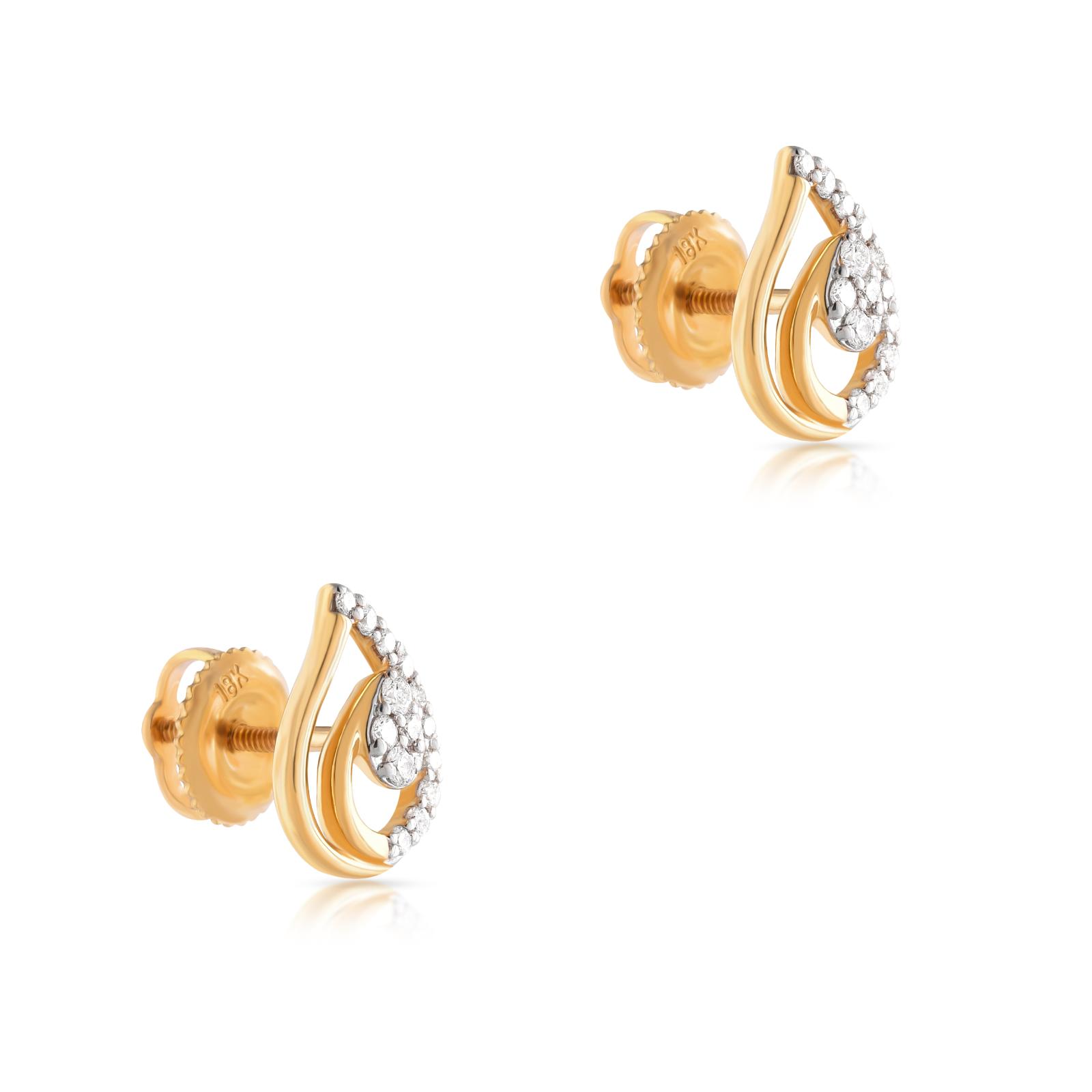 Experience Certified Brilliance: 18K Yellow Gold Diamond Earrings with IDT Certificate ? Available Only at Bafleh Jewellery - Image 2