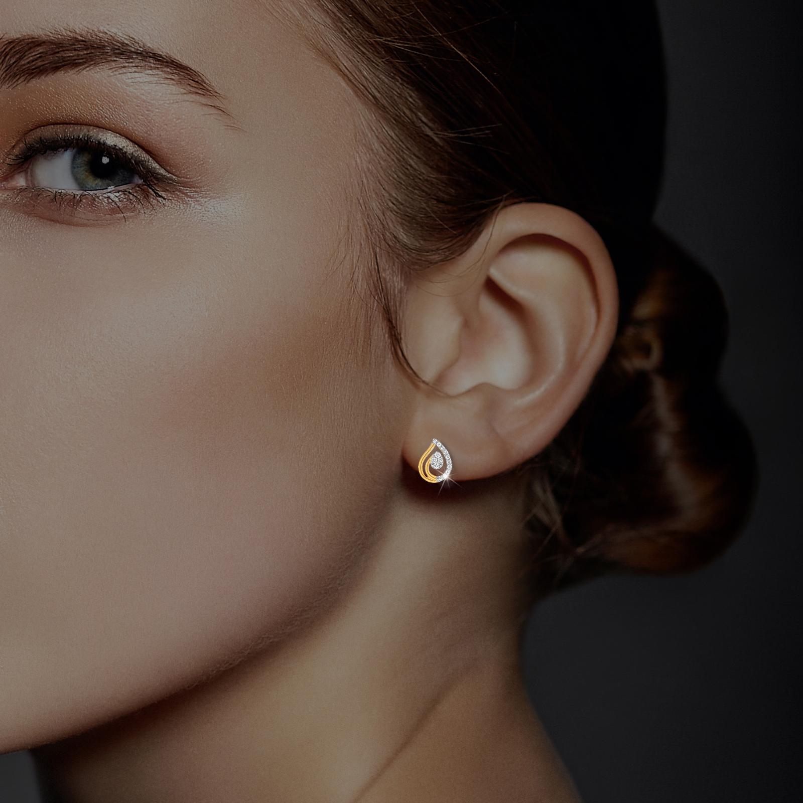 Experience Certified Brilliance: 18K Yellow Gold Diamond Earrings with IDT Certificate ? Available Only at Bafleh Jewellery - Image 5