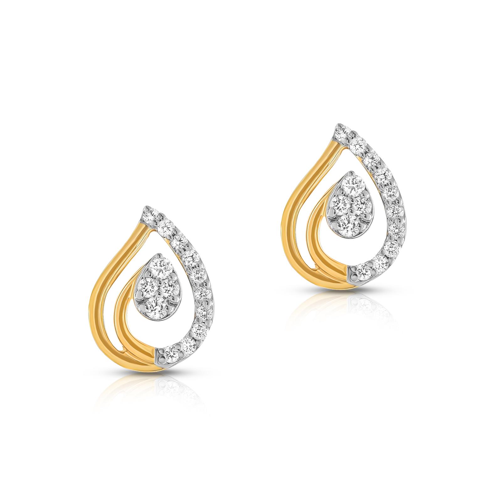 Experience Certified Brilliance: 18K Yellow Gold Diamond Earrings with IDT Certificate ? Available Only at Bafleh Jewellery