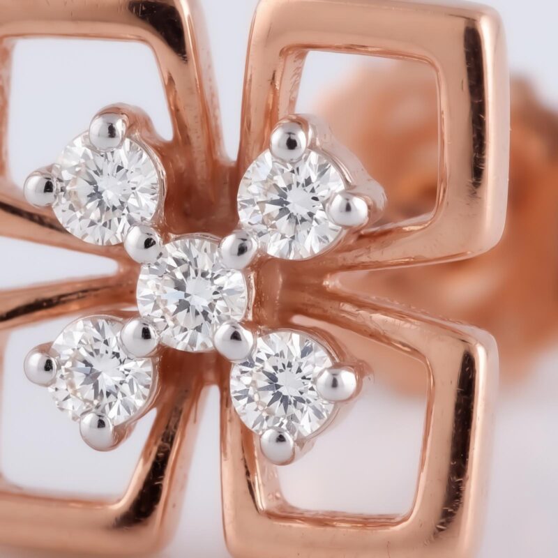Alternative view of Exquisite 18K Rose Gold Diamond Earrings A Perfect Blend of Luxury & Grace