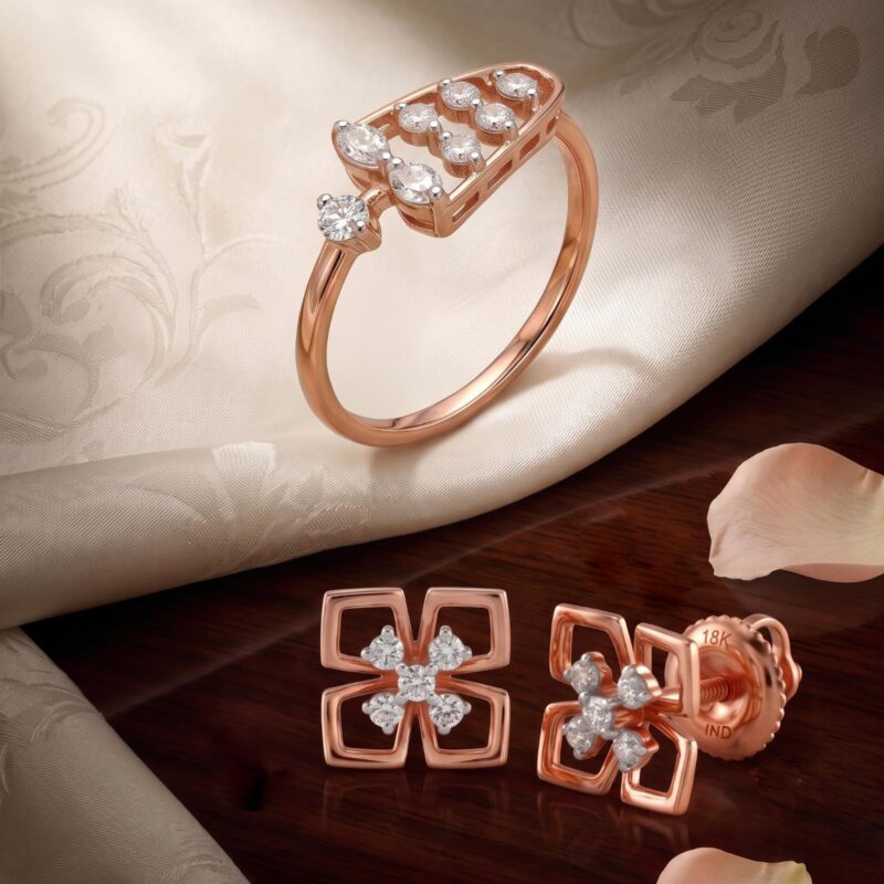 Shine Together with Bafleh Natural Diamond Ring & Earrings Set