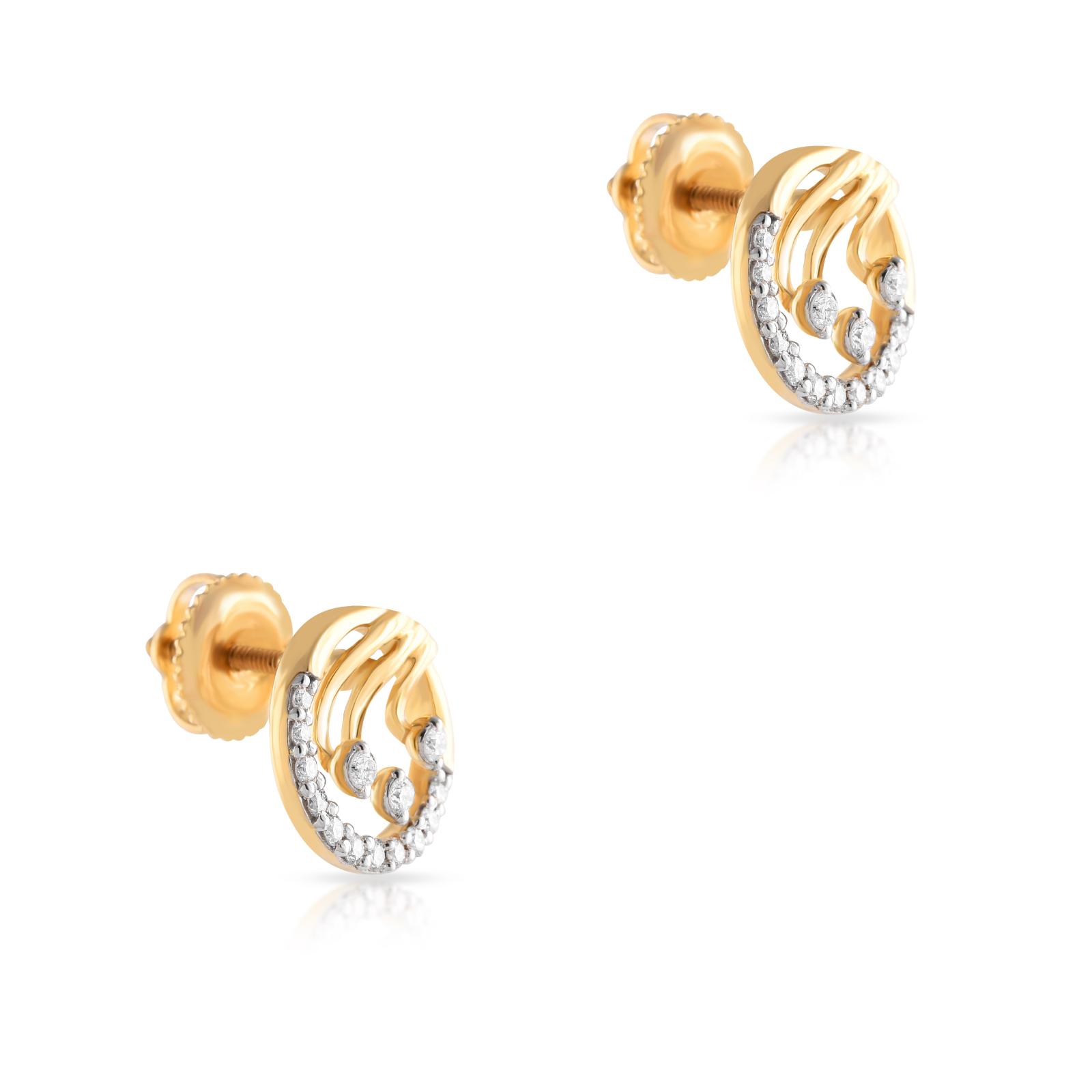 Shine Brighter Every Day with 18K Yellow Gold Diamond Earrings, Certified by IDT ? Available Only at Bafleh Jewellery - Image 2