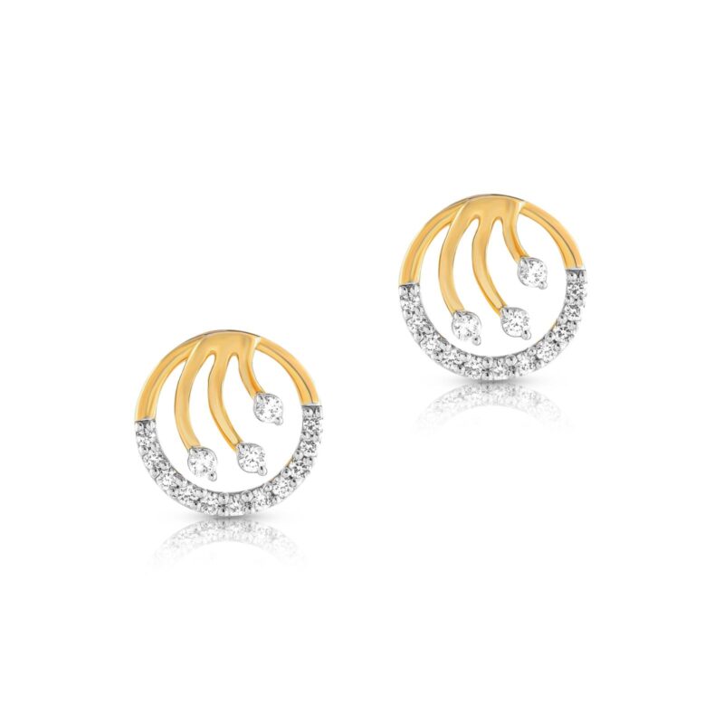 Shine Brighter Every Day with 18K Yellow Gold Diamond Earrings, Certified by IDT ? Available Only at Bafleh Jewellery