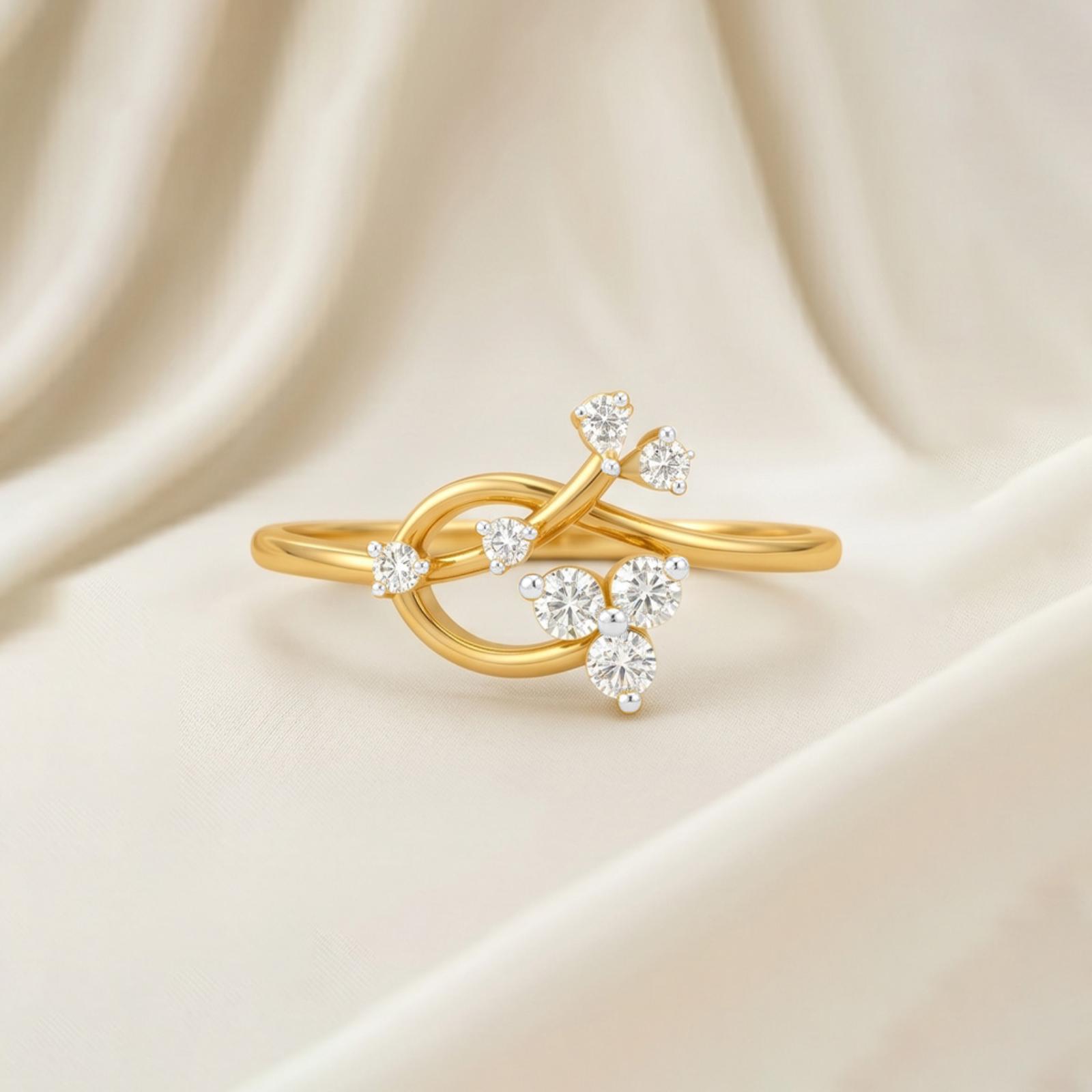 Elegant Yellow Gold 18K Diamond Ring with Natural Brilliant Diamonds ? Exclusive Bafleh Jewellery Design - Image 3