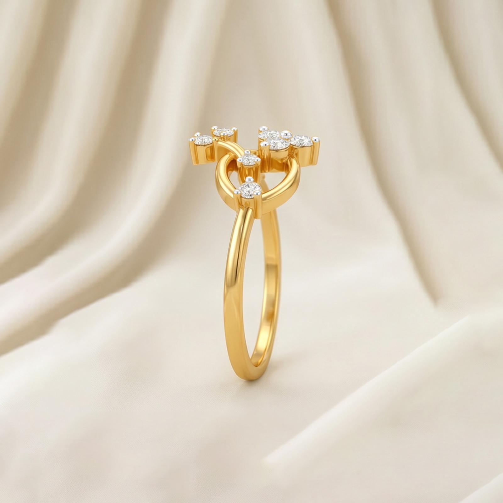 Elegant Yellow Gold 18K Diamond Ring with Natural Brilliant Diamonds ? Exclusive Bafleh Jewellery Design - Image 2