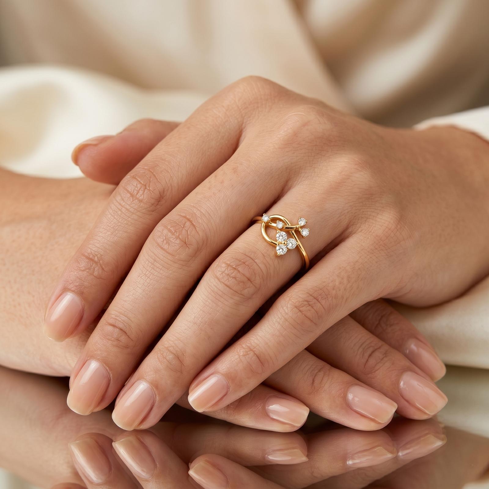 Elegant Yellow Gold 18K Diamond Ring with Natural Brilliant Diamonds ? Exclusive Bafleh Jewellery Design - Image 5