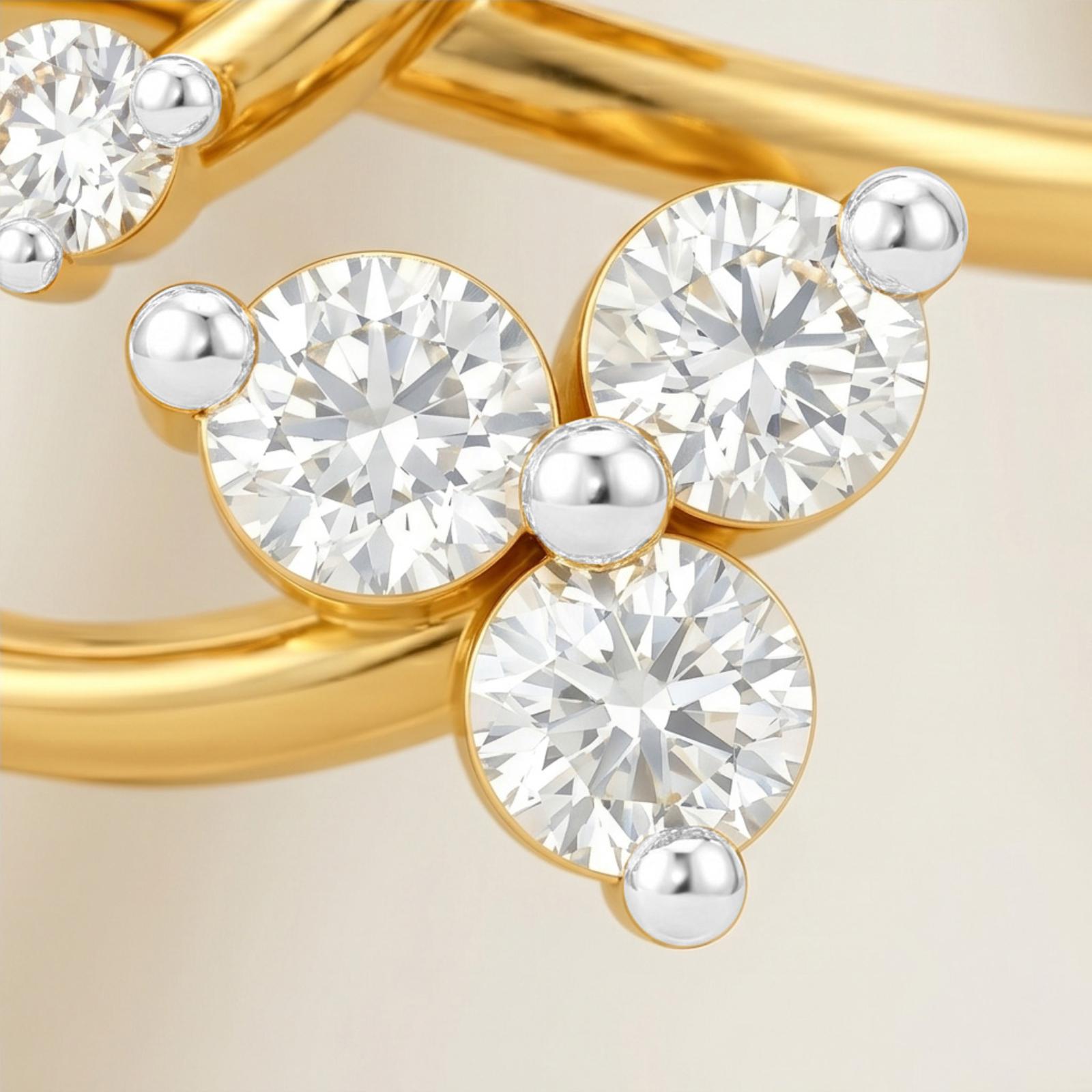 Elegant Yellow Gold 18K Diamond Ring with Natural Brilliant Diamonds ? Exclusive Bafleh Jewellery Design - Image 4