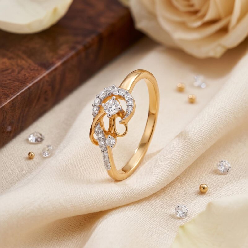 Discover the Timeless Beauty of 18K Yellow Gold Natural Diamond Ring A Perfect Symbol of Elegance & Love by Bafleh Jewellery