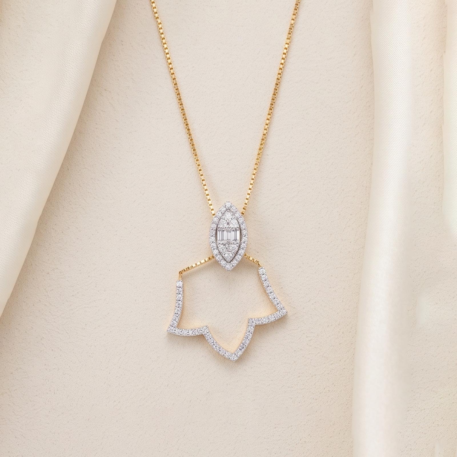 18K Yellow Gold Natural Diamond Necklace A Symbol of Timeless Luxury by Bafleh Jewellery