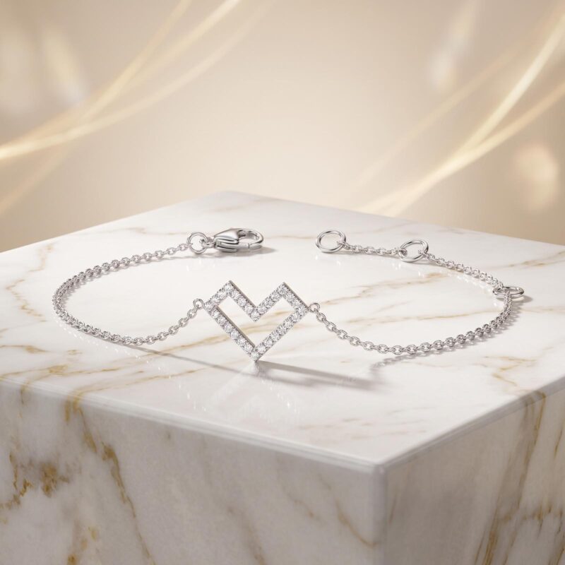 Bafleh Jewellery Exclusive 18K White Gold Heart Diamond Bracelet