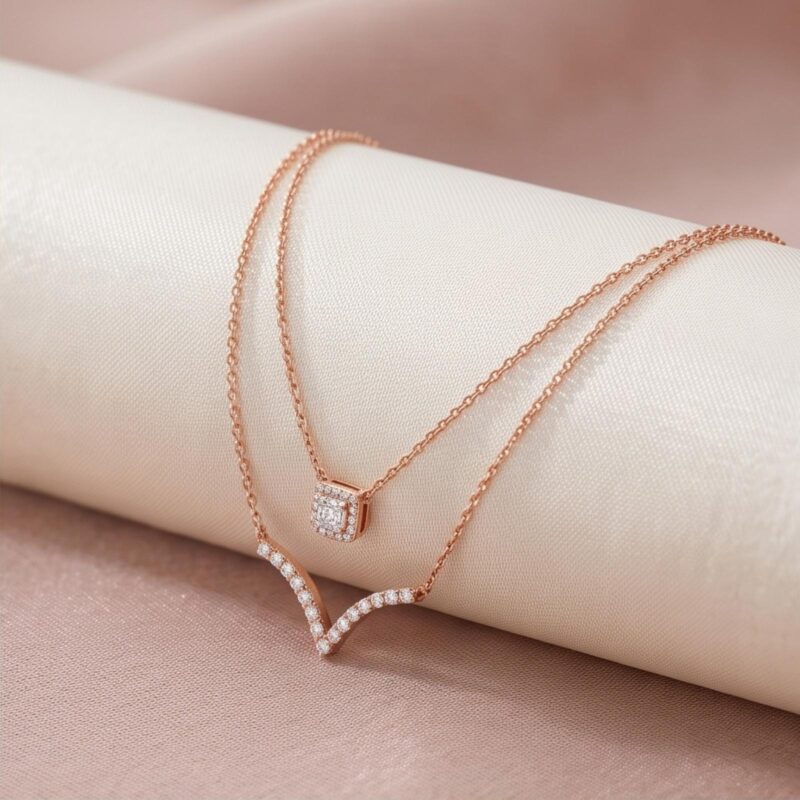 Alternative view of Double Layer Diamond Necklace with IDT Certificate ? Exclusively at Bafleh Jewellery